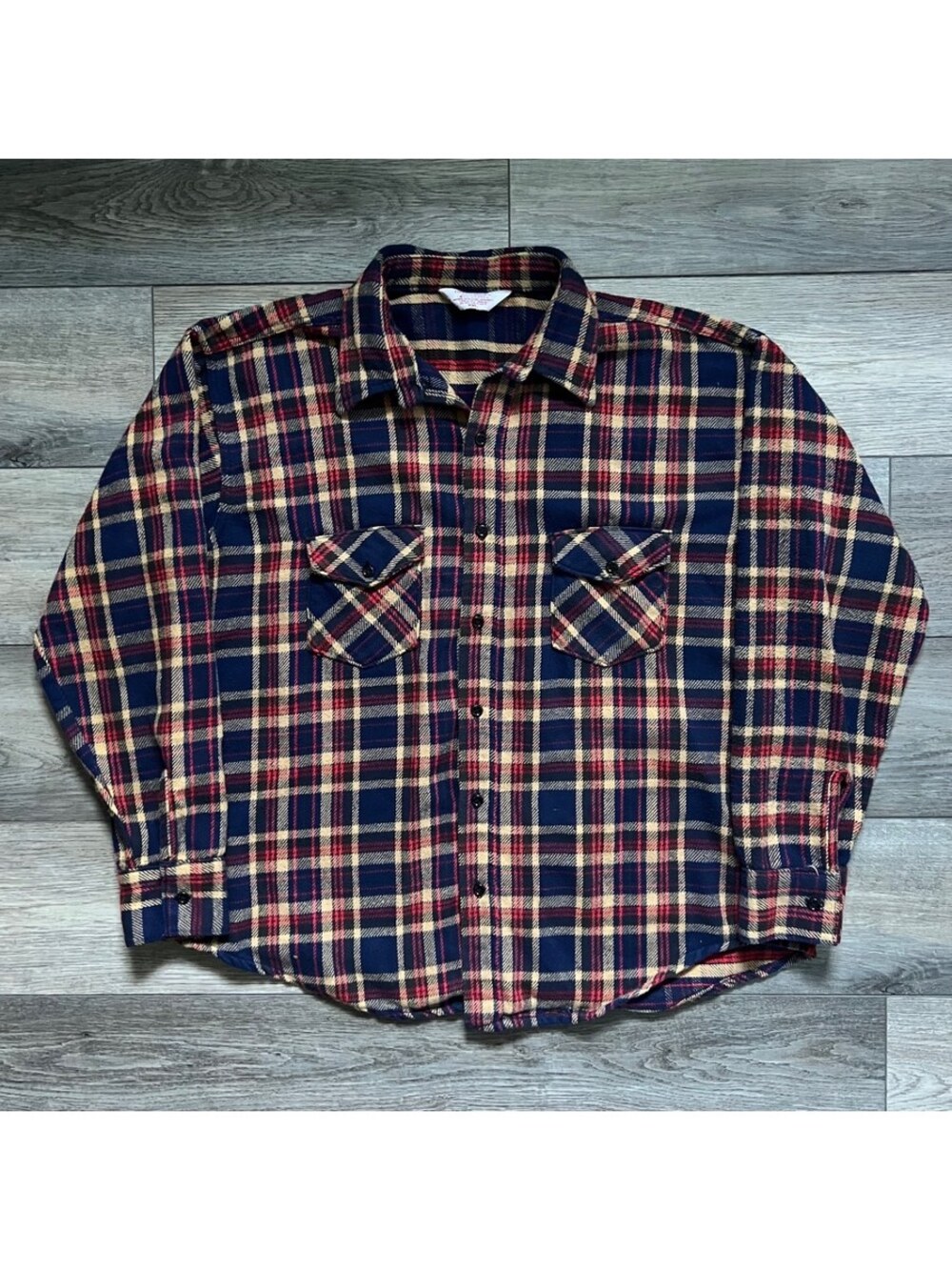 Vintage Frostproof Sanforized Men's 2XL Plaid Flannel Button-Up Shirt All Cotton
